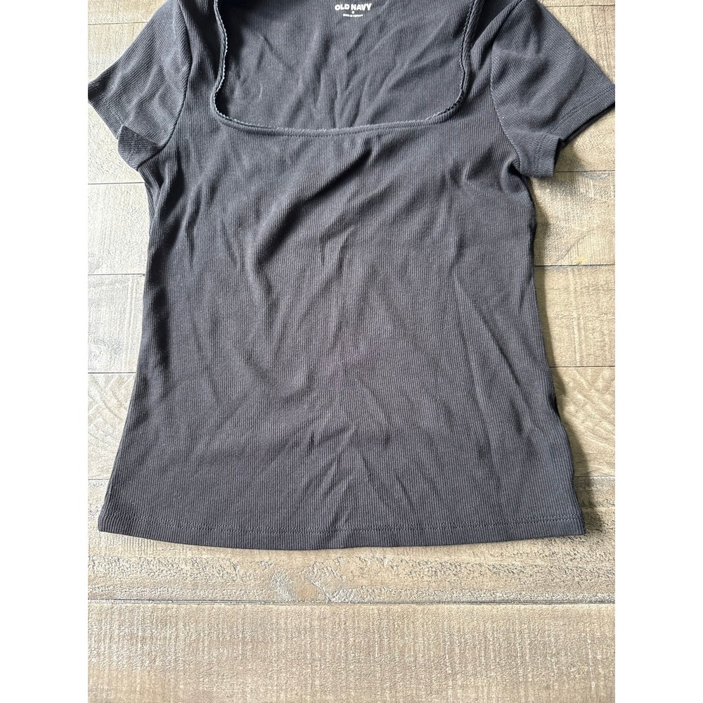 Old Navy Women's Black Square Neck Short Sleeve Tee Size Medium - Picture 4 of 5